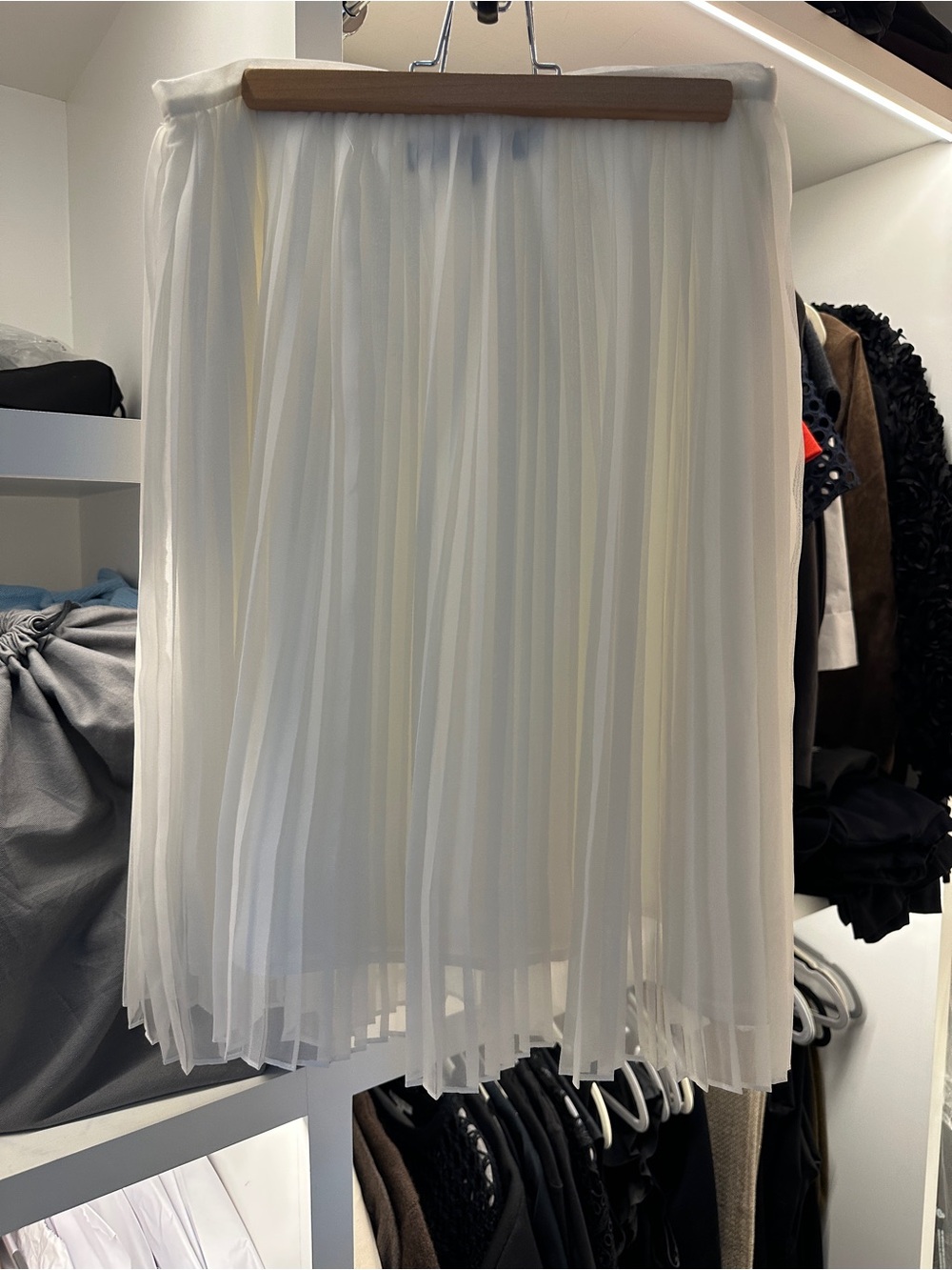 Women's White Pleated Midi Skirt